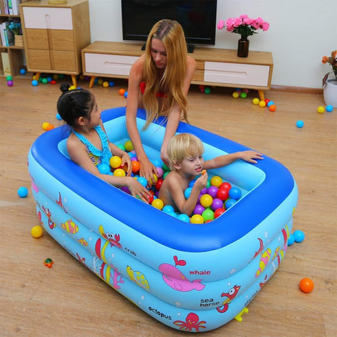 51" 33" 21" Swimming Inflatable Kiddie Pool, x x Higher Kids Pool for Indoor or Outdoor, Ocean World Inflatable Bathtub