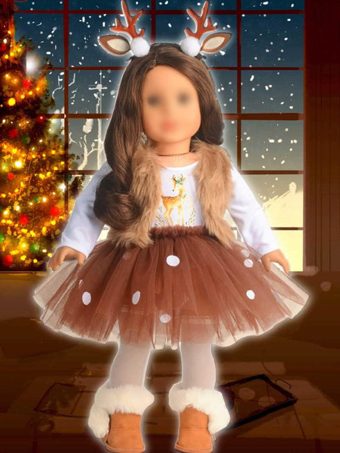 18 Inches Doll Clothes Christmas Deer Costume Tutu Dress for 18 Inch Doll