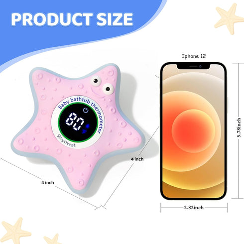 Bath Thermometer with LED Display, Digital Water Temperature Thermometer for Kids, Infant Safety Floating Toy, Yellow