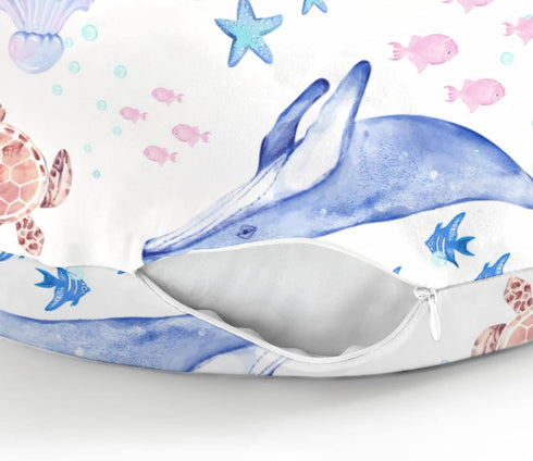 Colorful Ocean Animals Baby Nursing Pillow Covers for Boy Girl Whale Turtle Jellyfish Sea Horse Weeds Nursery