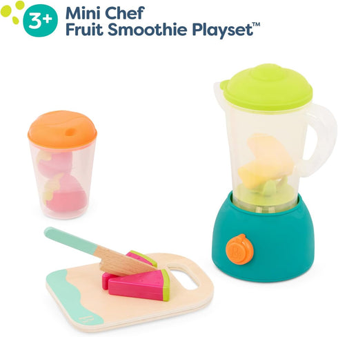B. toys Mini Chef Fruity Smoothie Playset, Pretend Play Kitchen Accessories, Toy Blender, Role-Play Toys for Kids 3+