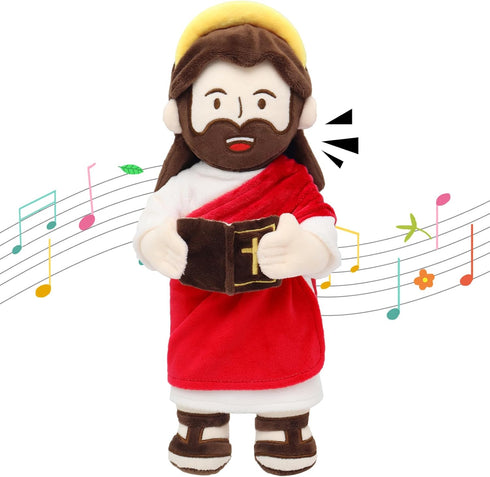 20 20 Songs,13.4" Yelakey Jesus Plush Talking Doll with Halo,Speak Bible Verses & Interactive Hymn Stuffed Plushie