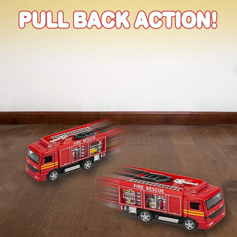 Set 2 3-5 1-3 Pullback ArtCreativity Diecast Fire Truck Toy, of Firetruck Toys Years Old, Engine Rescue Trucks, Diecast