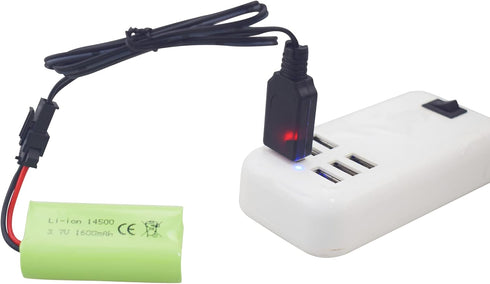 Fytoo 2PCS 3.7V 1600mAh Li-ion Battery with SM-2P Plug & 2PCS USB Charging Cable for 9962 8837 RC Toy Car