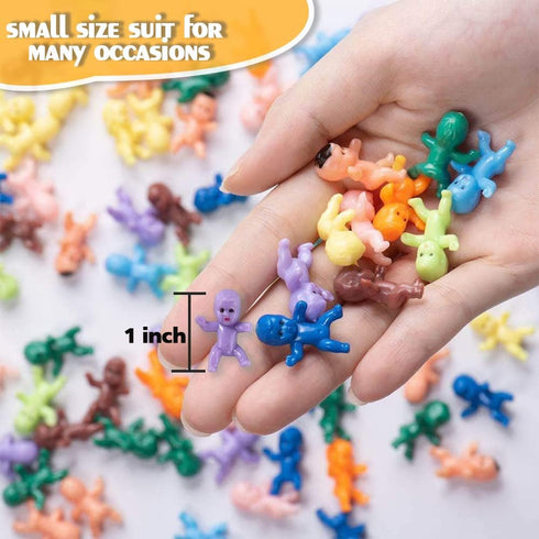 Mini Plastic Babies, 100 Pieces King Cake Baby Mini Plastic Babies Doll for Baby Shower Party Favors Ice Cube Game Party Decorations 10 Colors Plastic Dolls