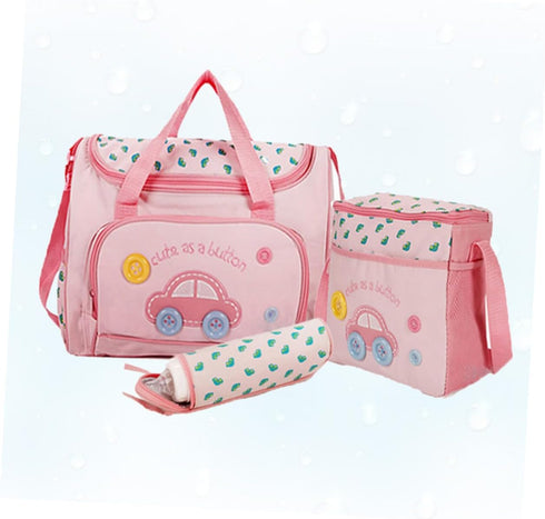 Mummy Set Multi-function Bag Tote Diaper Bag Changing Pad Tote Bottle Holder Large Capacity Car Pattern