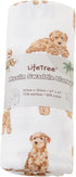 LifeTree Baby Swaddle Blankets Dog, 70% Viscose Bamboo and 30% Cotton Muslin, Large 47" x 47", Poodle Puppy