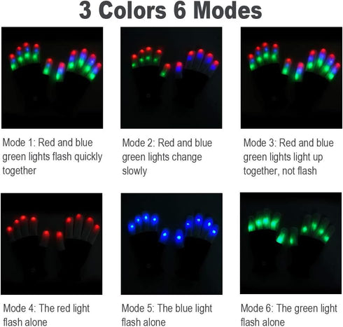 Luwint LED Colorful Flashing Finger Lighting Gloves - Glow Rave Cool Toys for Teens