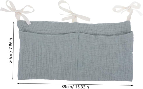 FAVOMOTO Bed Organizer Cotton Storage Bag with Double Slots for Efficient Diaper and Bottle Storage Portable Hanging