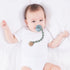 Silicone Pacifier Clips for Baby, 2-in-1 One Piece Design Pacifier Holder & Teething Ring Toy, BPA Free, 2 Pack (Sage+Ether)