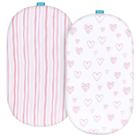 Bassinet Sheets for Delta Children Sweet Dreams Bassinet, 2 Pack, 100% Jersey Knit Cotton, Breathable and Soft
