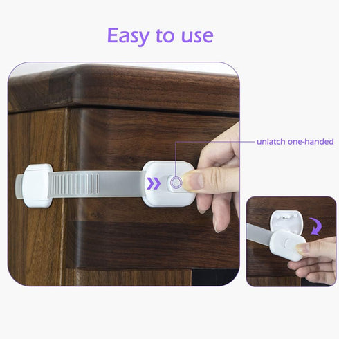 Socub 12 Pack Child Safety Cabinet Strap Locks - Multi Use Latch with Strong Adhesive for Cabinets, Drawers, and Fridge