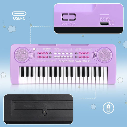 37 Set 3-7 (2PCS, Keyboard Piano for Kids, BIGFUN Keys Toddler Piano Multifunction Music Educational Instrument Toy