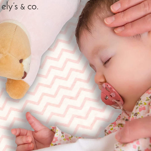 Pack Set 100% 2 Pack Ely's & Co n Play , Portable mini Crib Sheet Jersey Cotton Pink Chevron and Polka Dots for Baby