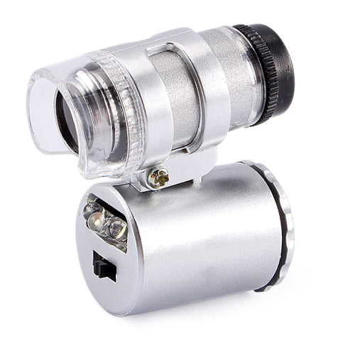 60X Microscope, Mini Pocket Microscope Portable Jewelry Magnifier with LED UV Light