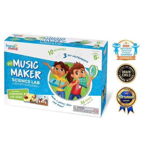 hand2mind DIY Music Maker Science Lab, Build Your Own Instrument Ocean Drum, Pan Flute, STEM Music Toy, Science