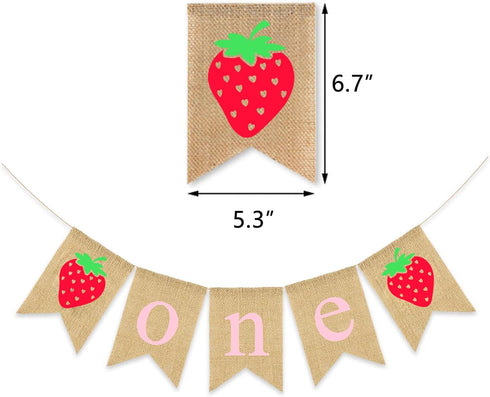 Gankbite 1st Strawberry One Birthday Decoration Girl Berry Birthday High Chair Garland Pink Red Balloon Paper Tassel