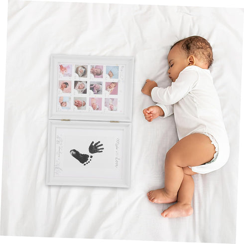 Cabilock Newborn Fingerprint Footprint Frame Growth Memory Photo Frame for Desktop Adornment Cardboard Keepsake Kit