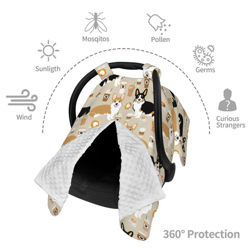 Norchzi 39x27.5 Inches Corgi Gifts for Corgi Lovers Baby Car Seat Canopy Cover Multi Use Nursing Cover for Newborn