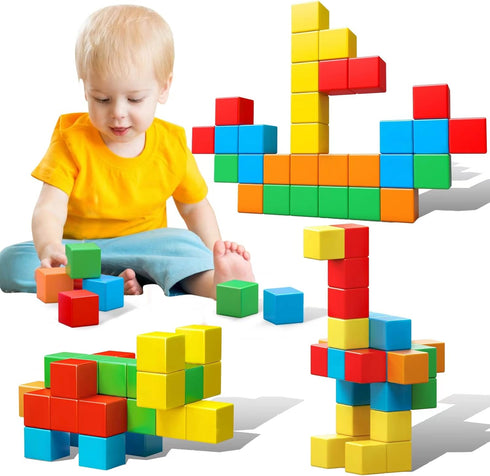 30 Pcs Magnetic Blocks, 1.41 Inch Large Building Cubes for Toddlers Age 3-8, STEM Montessori Educational Toys