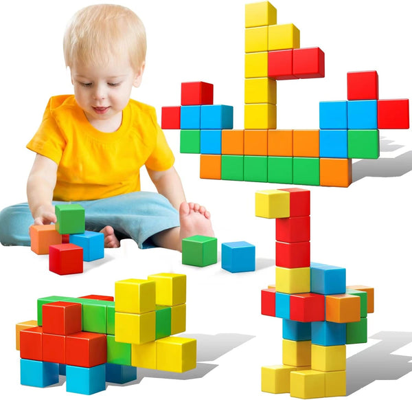 30 Pcs Magnetic Blocks, 1.41 Inch Large Building Cubes for Toddlers Age 3-8, STEM Montessori Educational Toys
