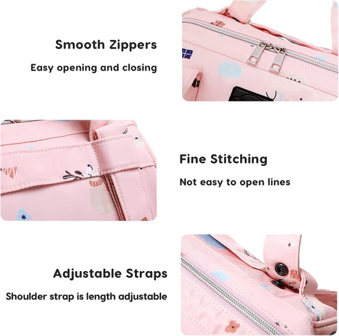 SONARIN Mommy Multifunctional Diaper Bag, Lightweight Waterproof Travel Nappy Changing Tote Shoulder Bag (Pink)
