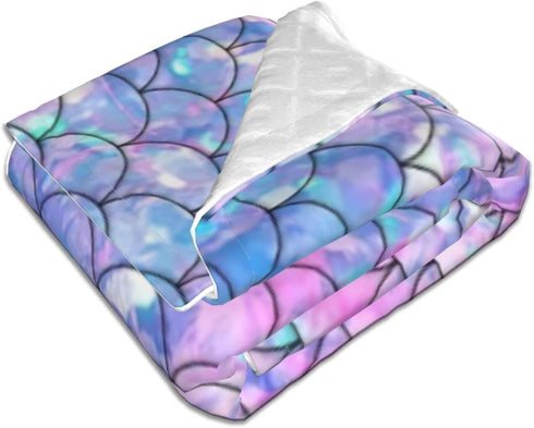 Mermaid Scales Baby Blanket, Soft Plush Throw for Girls, Toddler Newborn Nursery Bed Blanket, 40x30 Inches