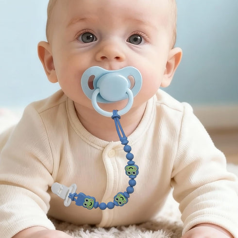 2 Pack, Pacifier Clips Silicone Baby Pacifier Clips with One Piece Design, Frog Character, BPA Free - CPSIA Certified
