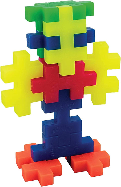 PLUS PLUS Big Open Play Set - 100 Piece Neon Color Mix, Interlocking Large Puzzle Blocks