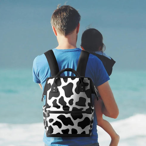 Hsnar Backpack Cow Print Waterproof Diaper Bag Large Capacity Baby Bag with Stroller Straps, Multi-Pocket Diaper Bag