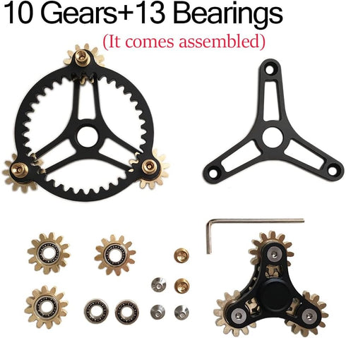 (13 Pure Brass Fidget Spinner Gears Linkage Fidget Gyro Toy Metal DIY Hand Spinner Spins Long Time EDC Focus Meditation