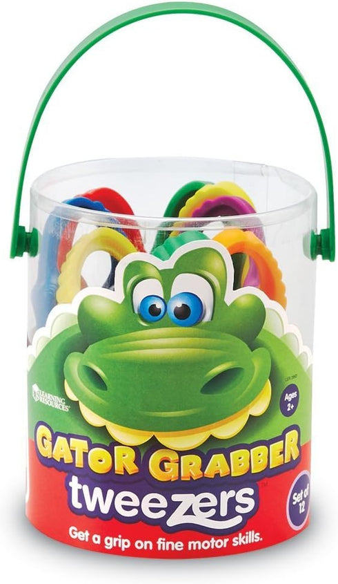 Learning Resources Gator Grabber Tweezers - 12 Pieces, Ages 2+, Fine Motor Tweezers for Kids