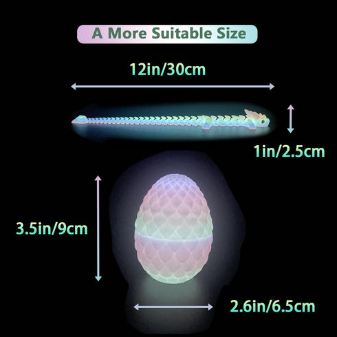 UXBSTM 3D 3D Printed Dragon Eggs with Dragon Inside, Mystery Crystal Dragon Easter Egg Fillers Toys, Articulated Fidget