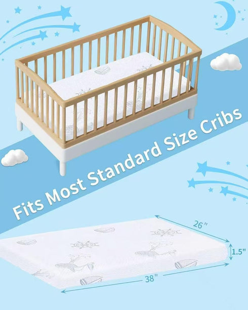 Pack 38"x26" Pack and Play Mattress, Memory Foam Dual-Sided N Play Mattress, Mini Travel Crib Mattresses for Playpen