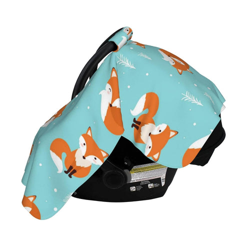 Zhbvncp Cute Fox Cartoon Baby Car Seat Cover & Breastfeeding Nursing Cover - Breathable Stretch Fabric Multi-Use