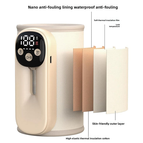 ViaGasaFamido Portable Bottle Warmer Baby Milk Insulation Case Cordless Universal Dual Home Car Mounted Smart Constant
