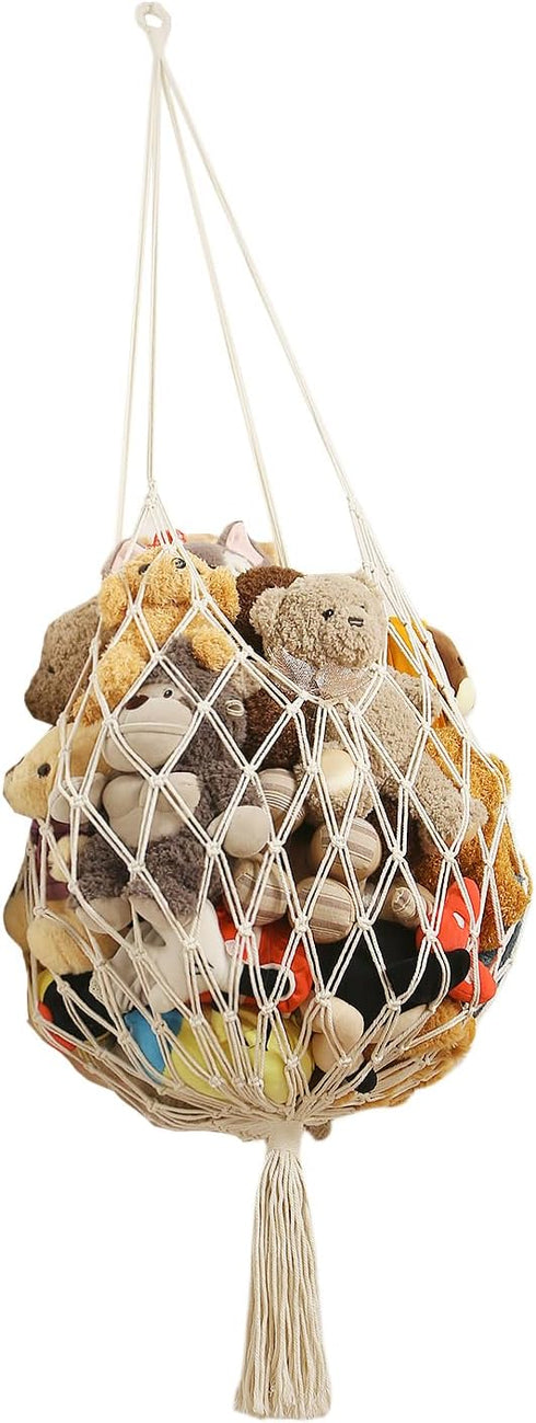Amdermi Stuffed Animal Storage Hammock Corner Hanging Net Stuffy Animal Hammock Macrame