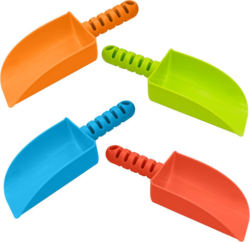 4E's Novelty 4 Pack Beach Shovels - 8 Inch Heavy Duty Plastic Sand Shovels for Kids, Great for Outdoor Digging