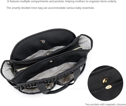 Mommy Lmbabter Diaper Tote Quilted Bag Function Maternity Baby Bag Diaper Changing Messenger with Shoulder Strap Wet