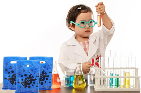 50PCS Science Plastic Gift Bags - Future Mad Scientist Natural Science Arts Birthday Party Favors Decorations