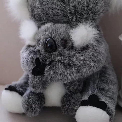 11 inch Mum and Baby Koala Plush Toy, Stuffed Animal Doll (Grey)
