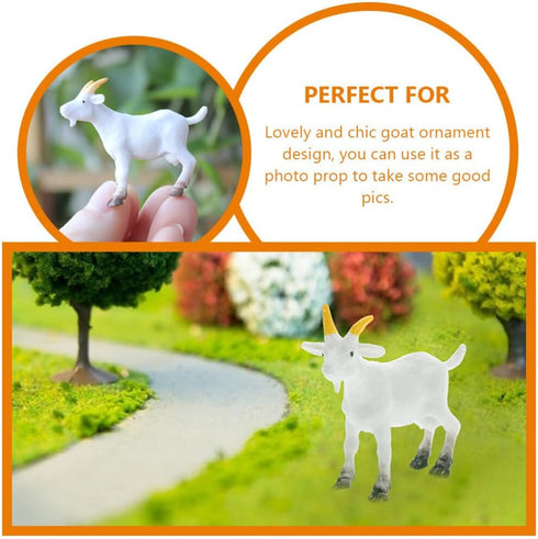 NUOBESTY Mini Goat Figurines 6pcs Simulated White Goat Animals, Tiny Farm Sheep Figures, Educational Toys, Cake Topper