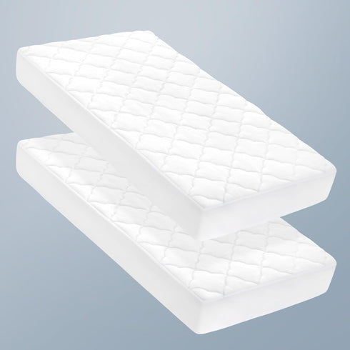 2-Pack 28"x52" 14", SLEEP ZONE Waterproof Crib Mattress Protector Pad - Quilted, Fitted Baby Mattress Cover - Soft