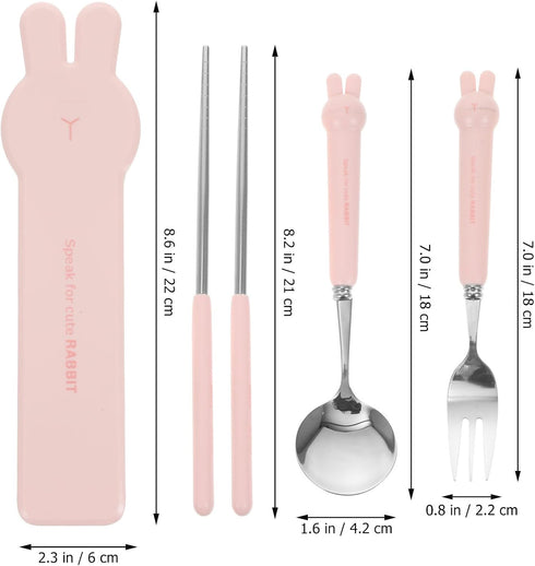 TOPPERFUN 4 Set PCS Travel Utensils with Case, Portable Stainless Steel Reusable Cutlery for Lunch Box, Includes Spoon