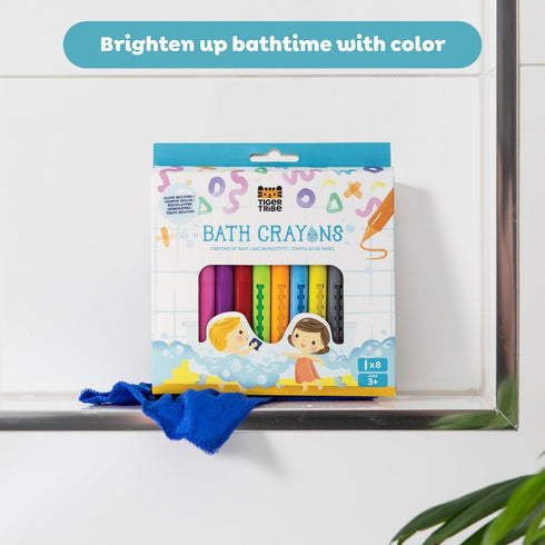 8 3+, Tiger Tribe Bath Crayons - Washable Colors for Mess-Free and Creative Bath Fun, Easy Grip for Kids Age Develops