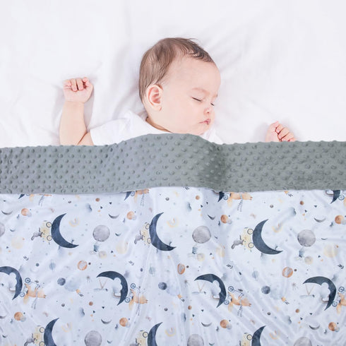 Baby Blankets for Unisex Boys & Girls, Super Soft Minky, 30 x 40 inch Outer Space Printed Bed Throws Newborn