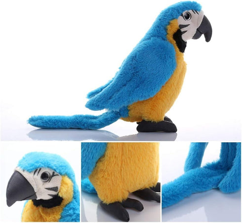 Levenkeness Macaw Parrot Plush, Blue Bird Stuffed Animal Toy Gifts for Kids 9.8"