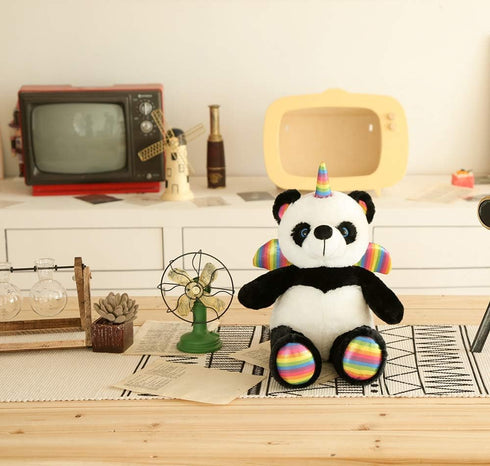 Pandacorn Cute Panda Bear Stuffed Animal - Plush Unicorn Teddy Toy with Rainbow Wings for Kids