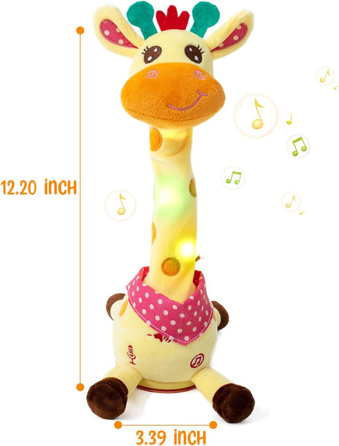 Dancing Giraffe Musical Toys, Recording and Repeating Plush Baby Toy for 6-12 Months, Singing Talking Developmental Toy