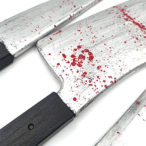 Blood Butcher Plastic Knife - Realistic Horror Plastic Props Toy for Halloween Fools Day Party (Butcher Knife)